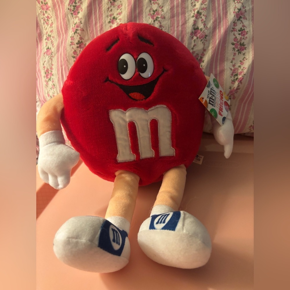 Red M&M Plushie Toy Interactive Arms & Legs 1987 Official Mars Inc Collectible
